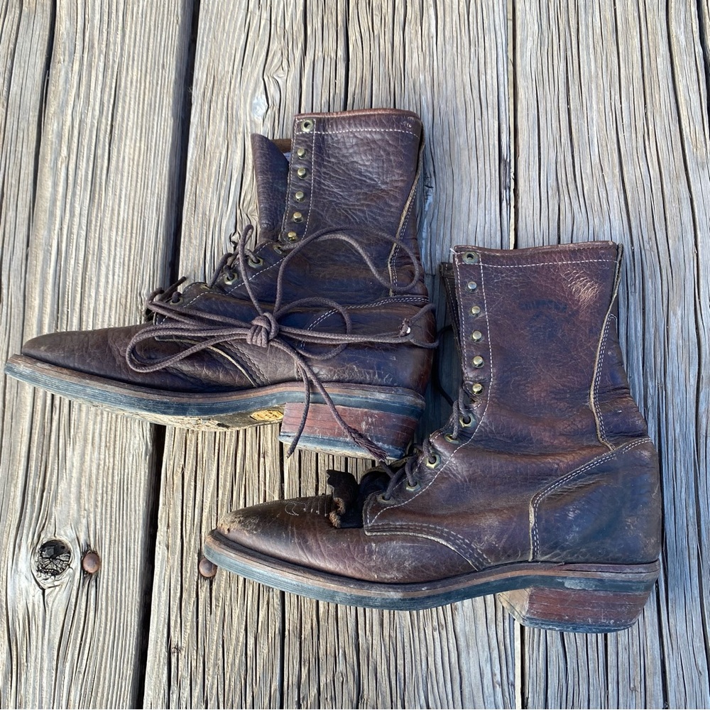 Vintage Chippewa Packer Work Boots Measures 8 1/2D brown